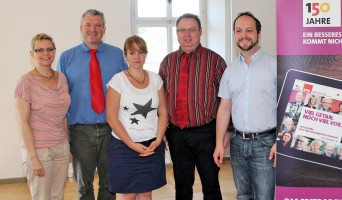 Engerer UB-Vorstand mit MdB Sabine Dittmar, Jürgen Hennemann (Stellv.), Caroline Holzinger (Schriftführerin), Bernd Bieber (Schatzmeister) und Matthias Kihn (Vorsitzender)